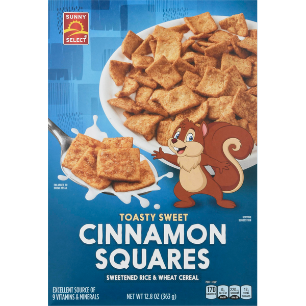 Sunny Select Cereal, Cinnamon Squares, Toasty Sweet hero