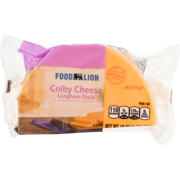 Packaged Cheese Food Lion Natural Longhorn Style Colby Cheese hero