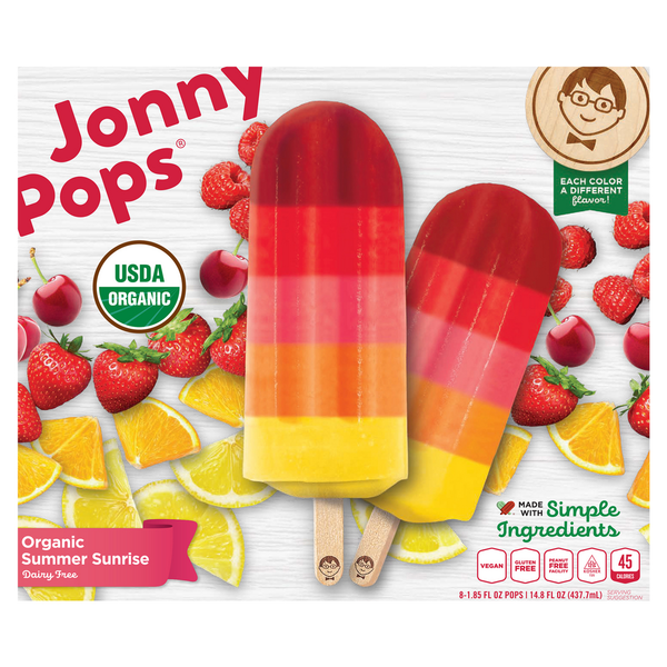 Ice Cream, Frozen Desserts & Ice JonnyPops Pops, Organic, Summer Sunrise hero