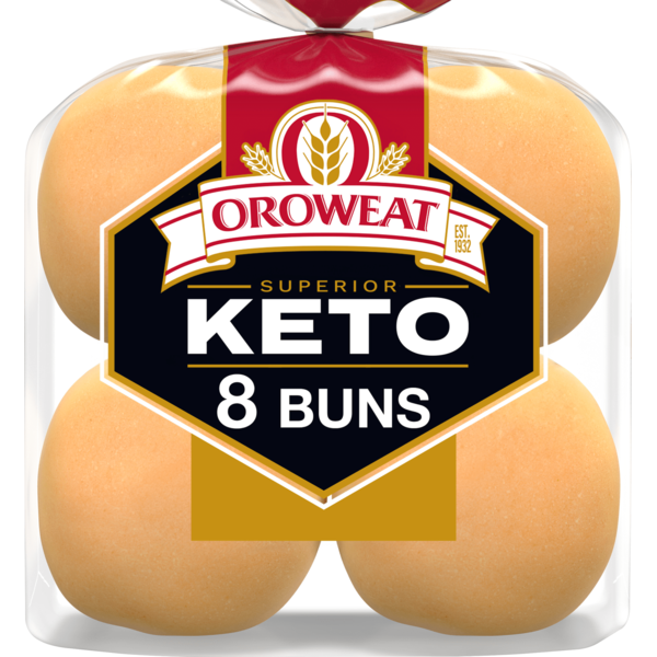 Buns & Rolls Oroweat Superior Keto, 8 count, Plain Hamburger Buns hero