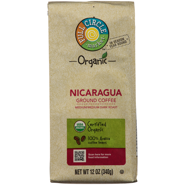 Full Circle Medium/Medium Dark Roast Nicaragua 100% Arabica Ground Coffee hero