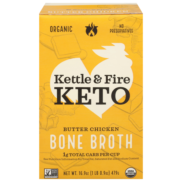 Soup, Broth & Bouillon Kettle & Fire Bone Broth, Keto, Organic, Butter Chicken hero