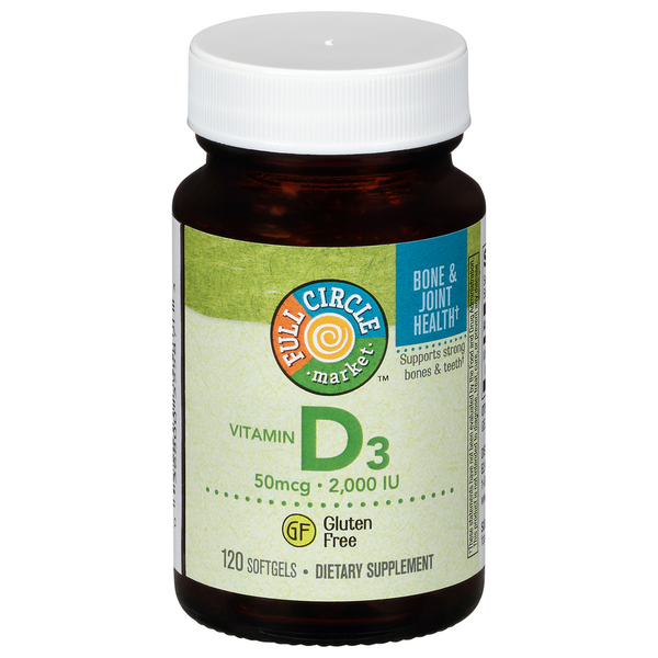 Vitamins & Supplements Full Circle Vitamin D3, 50 mcg, Softgels hero