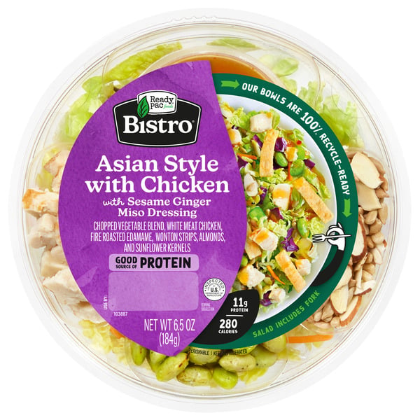 Prepared Soups & Salads Ready Pac Bistro Asian Style w/ Chicken Salad Bowl w/ Sesame Ginger Miso Dressing hero