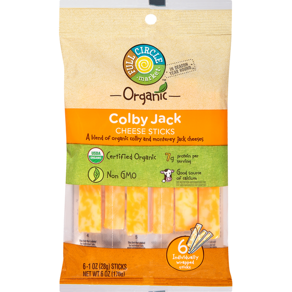 Specialty Cheeses Full Circle Cheese Sticks, Colby Jack hero