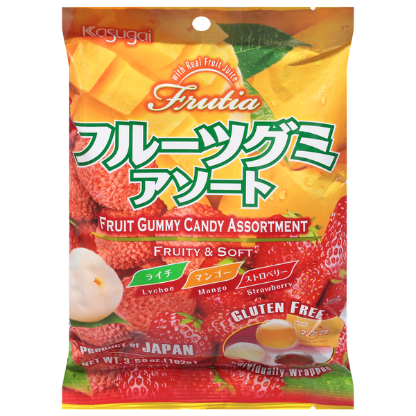 Candy & Chocolate Kasugai Fruit Gummy Candy, Lychee, Mango, Strawberry hero