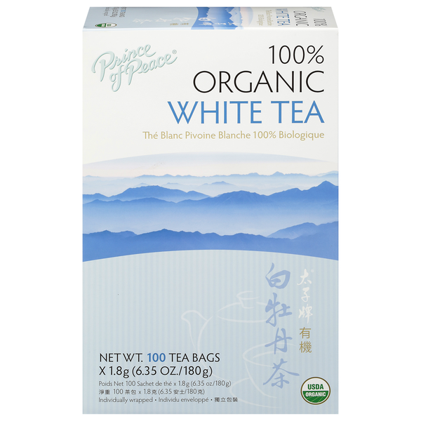 Tea Prince of Peace White Tea, 100% Organic, Tea Bags hero