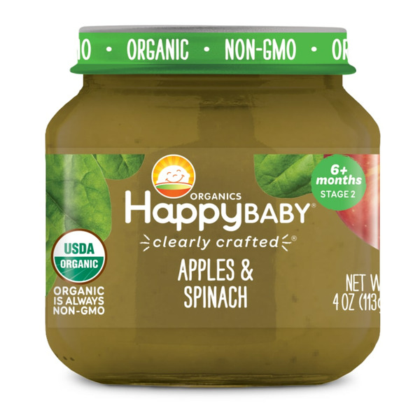 Baby Food & Formula Happy Baby Organics Clearly Crafted Stage 2 Apples & Spinach Jar hero