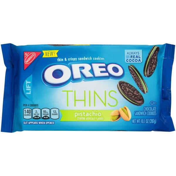 Cookies & Cakes Oreo Pistachio Thins Chocolate Sandwich Cookies hero