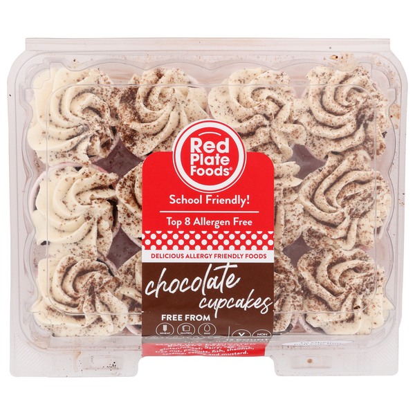 Cookies & Cakes Red Plate Foods Mini Chocolate Cupcakes (12 Bite Sized) Free From Top Allergens+Vegan+Gluten-Fre hero