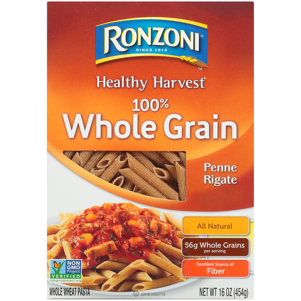 Dry Pasta Ronzoni Healthy Harvest Whole Grain Penne Rigate, Whole Wheat Pasta hero