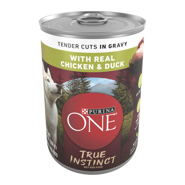 Water, Seltzer, Sparkling Water Purina ONE Natural Wet Dog Food Gravy, True Instinct Tender Cuts With Real Chicken and Duck hero