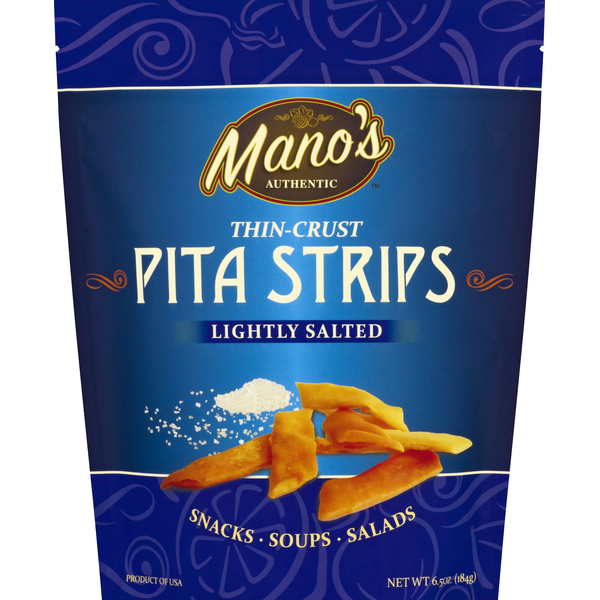 Popcorn & Jerky Mano's Pita Strips, Lightly Salted, Thin Crust hero