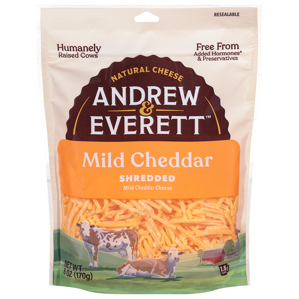 Andrew & Everett Cheese, Natural, Mild Cheddar, Shredded hero