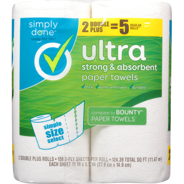 Paper Goods Simply Done Paper Towels, Double Plus Rolls, Ultra, 2-Ply hero