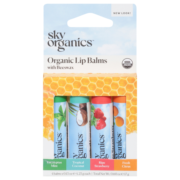 Sky Organics Lip Balms, with Beeswax, Organic, Assorted hero