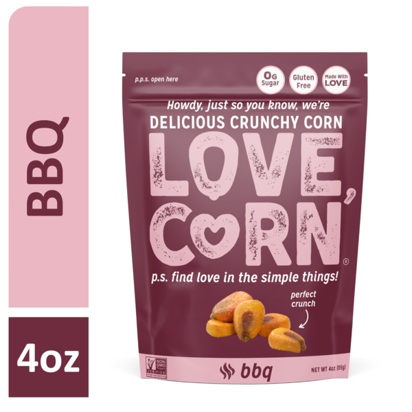 Chips & Pretzels LOVE CORN BBQ, Delicious Crunchy Corn Snack hero