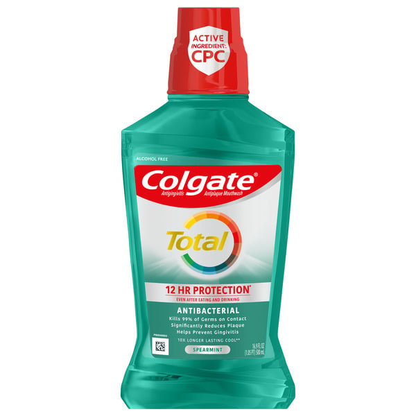 Oral Hygiene Colgate Total Alcohol Free Mouthwash, Antibacterial, Spearmint hero