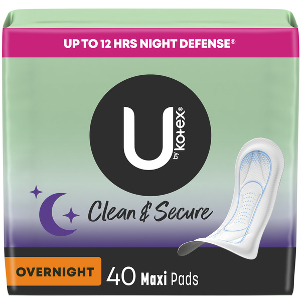 Feminine Care Kotex Clean & Secure Overnight Maxi Pads hero