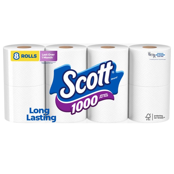 Napkins, Tissues & Paper Towel Scott 1000 Toilet Paper, Septic-Safe, Toilet Tissue hero