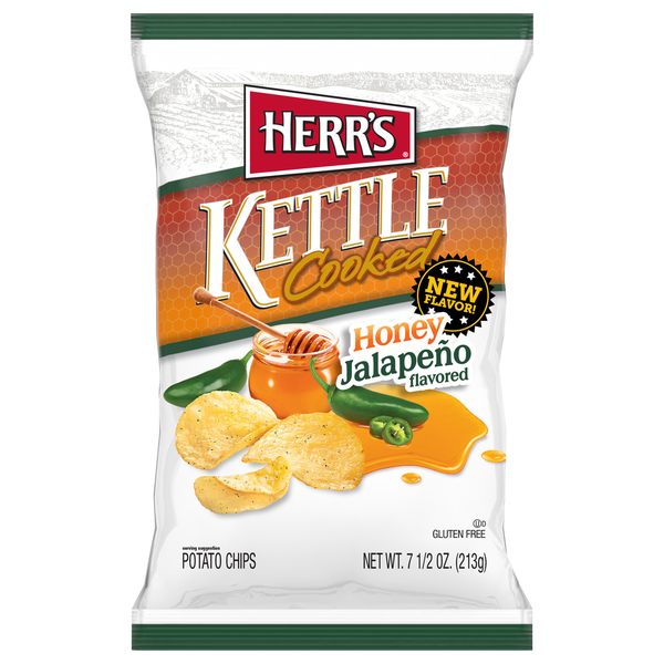 Chips & Pretzels Herr's Potato Chips, Honey Jalapeno Flavored, Kettle Cooked hero