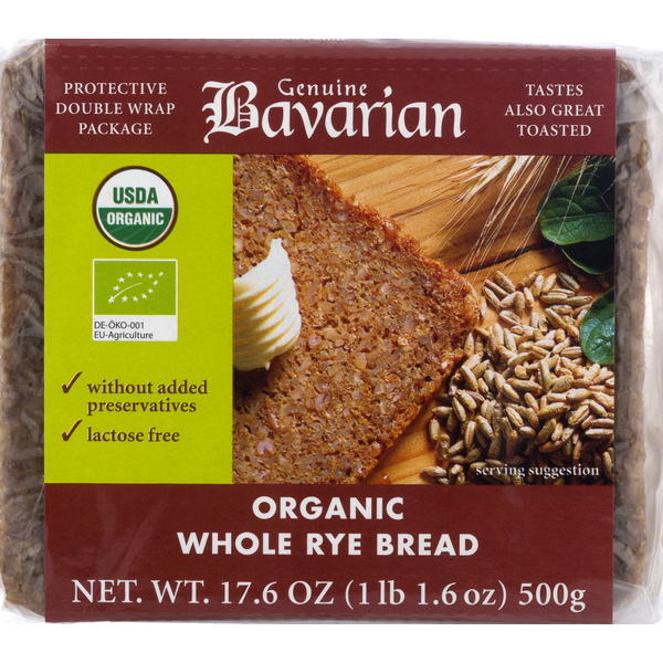 Bread Genuine Bavarian Rye Bread, Whole Grain, Organic hero