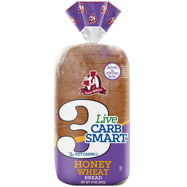 Bread Aunt Millie's Live Carb Smart, Honey Wheat Bread hero