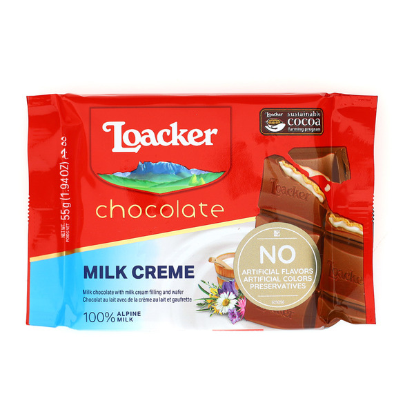 Chocolate & Chocolate Truffles Loacker Chocolate Bar Milk Creme, Crispy Wafer Chocolate hero