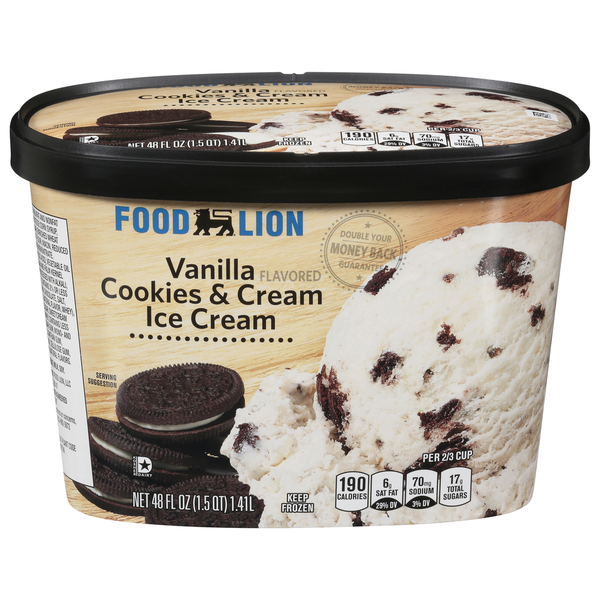 Ice Cream, Novelties & Ice Food Lion Ice Cream Cookies & Cream Vanilla hero