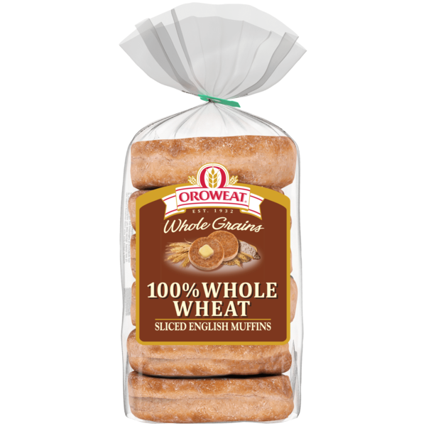 Breakfast Bakery Oroweat 100% Whole Wheat Sliced English Muffins hero