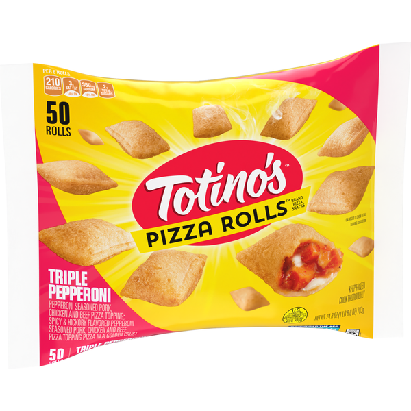 Frozen Appetizers & Sides Totino's Pizza Rolls Triple Pepperoni Flavored Frozen Snacks hero