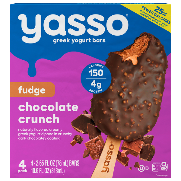 Yasso Yogurt Bars, Fudge Chocolate Crunch, Greek hero