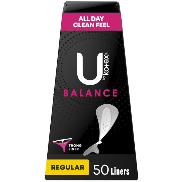 Feminine Care U by Kotex Balance Daily Wrapped Thong Panty Liners, Light Absorbency, Regular Length hero