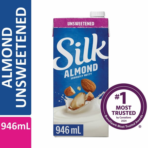 Silk Almond Beverage, Unsweetened, Dairy-Free, Shelf Stable hero