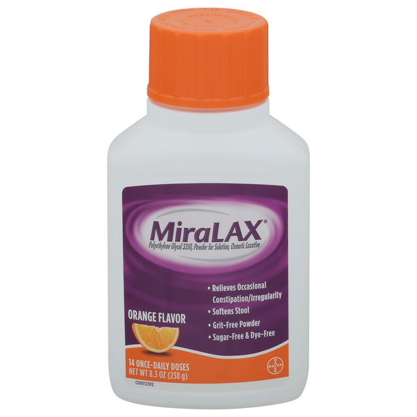 MiraLAX Polyethylene Glycol 3350, Orange Flavor hero