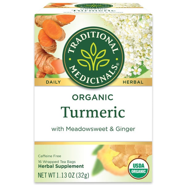 Tea Traditional Medicinals Organic Turmeric with Meadowsweet & Ginger, Caffeine Free Herbal Tea hero