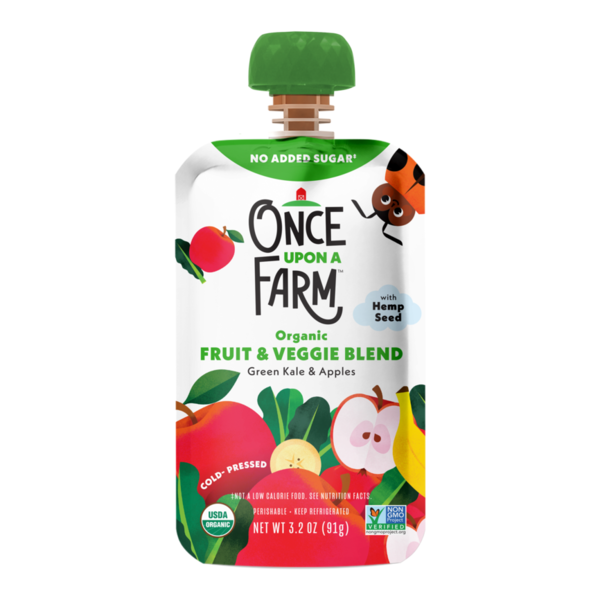 Refrigerated Once Upon a Farm Green, Kale & Apples, Organic Kids Snack Pouch hero