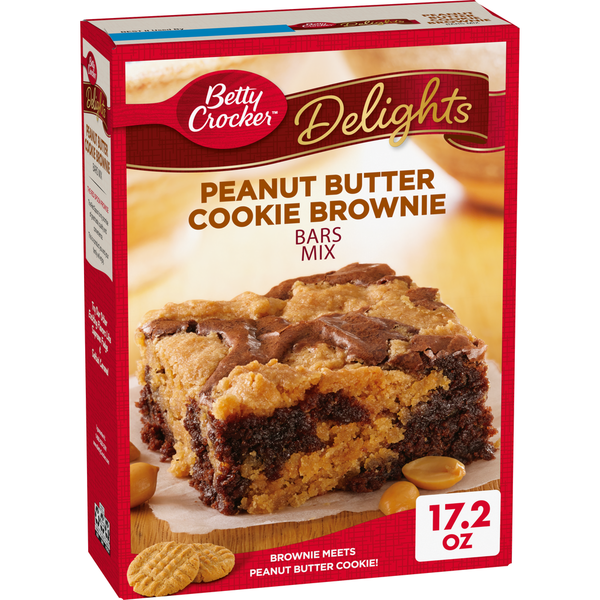 Doughs, Gelatins & Bake Mixes Betty Crocker Delights Peanut Butter Cookie Brownie Bar Mix hero