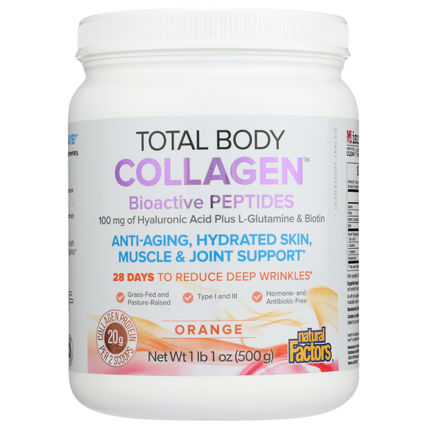 Vitamins & Supplements Natural Factors Total Body Collagen Bioactive Peptides Powder – Orange hero