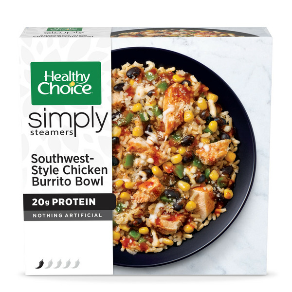 Frozen Meals Healthy Choice Simply Steamers, Southwest-Style Chicken Burrito Bowl, Frozen Meal hero