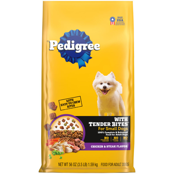 Dog Food & Care Pedigree With Tender Bites for Small Dogs Adult Dry Dog Food, Chicken and Steak Flavor hero