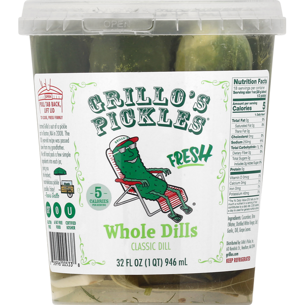 Pickled Goods & Olives Grillo's Pickles Whole Dills, Classic Dill, Fresh hero