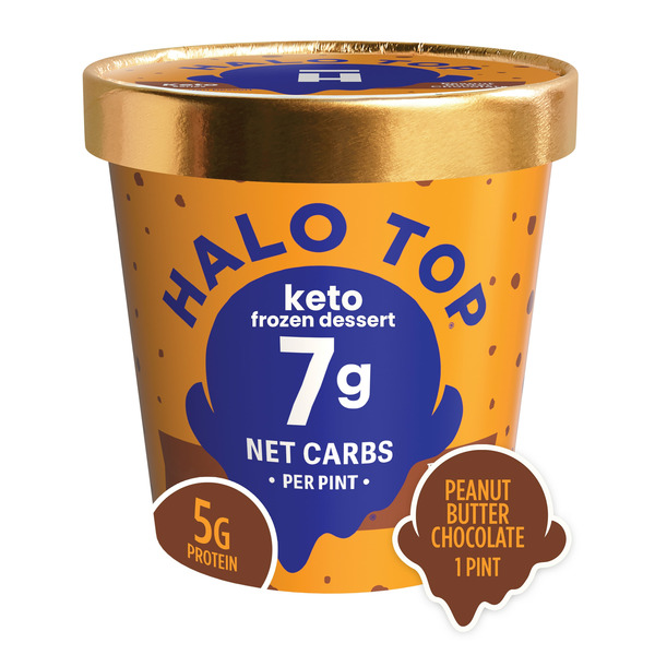 Ice Cream & Ice Halo Top Keto Peanut Butter Chocolate Frozen Dessert Pint hero