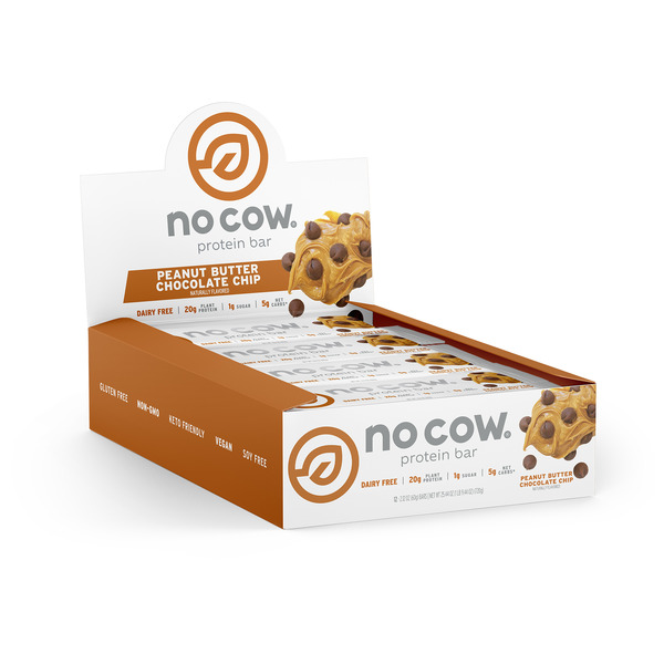 Bars No Cow Protein Bars, Peanut Butter Chocolate Chip, 12 Pack hero