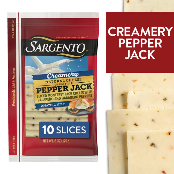 Other Creams & Cheeses Sargento Creamery Sliced Pepper Jack Natural Cheese hero