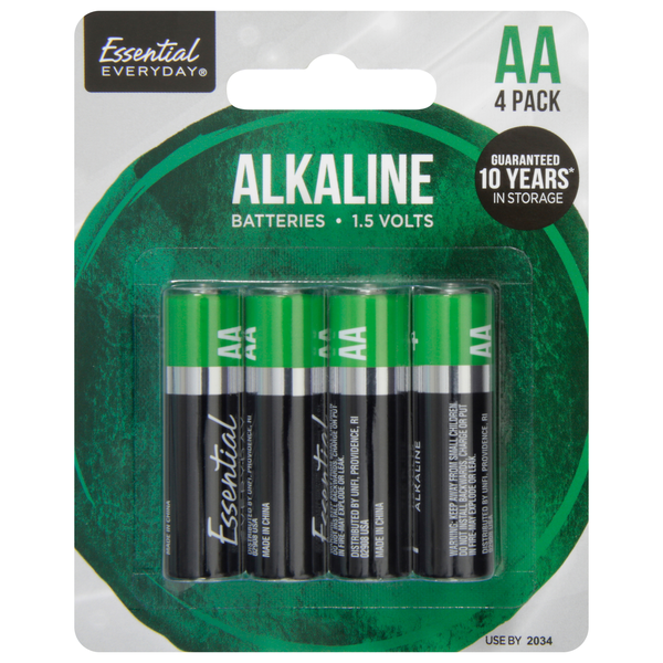 More Household Essential Everyday Batteries, AA, 4 Pack hero