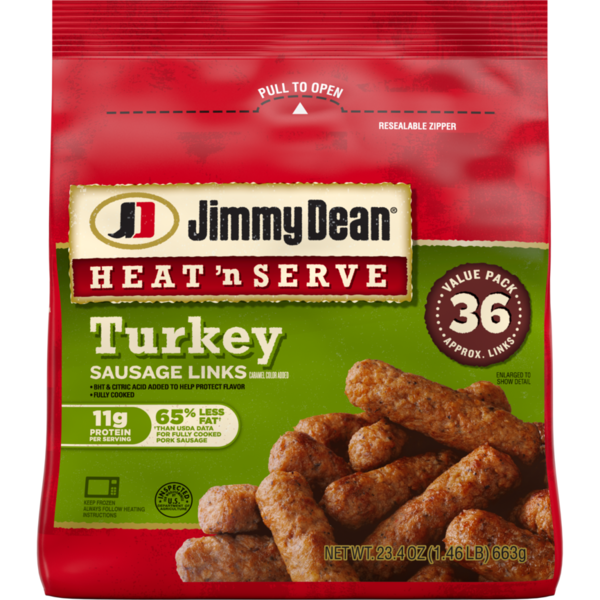 Frozen Breakfast Jimmy Dean Heat 'N Serve Breakfast Turkey Sausage Links, 36 Count hero