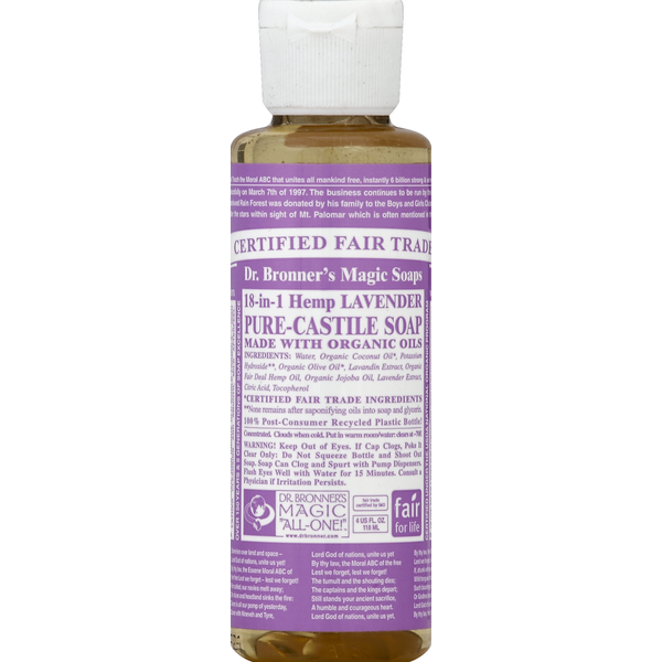 Body Lotions & Soap Dr. Bronner's Soap, Pure-Castile, 18-in-1 Hemp, Lavender hero