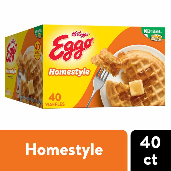 Frozen Breakfast Kellogg’s Eggo Frozen Waffles, Frozen Breakfast, Resealable, Homestyle hero