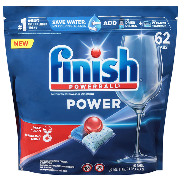 Dish Detergents Finish Automatic Dishwasher Detergent, Power, Tabs hero